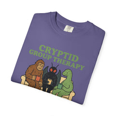 Cryptid Group Therapy Bigfoot, Mothman and Loch Nessie Unisex T-Shirt, Funny Graphic Tee, Gift for Cryptid Lovers, Quirky Casual Wear, Cool Humor Shirt