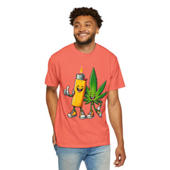 Vintage 'Lighter & Weed' Graphic T-Shirt — Relaxed Stoner/Cannabis Tee