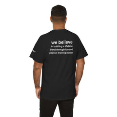 Dog Trainer T‑Shirt — "dog trainer." Front Logo with "we believe..." Positive Training Back Text