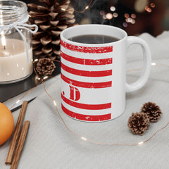 Patriotic Red Friday Flag Ceramic Mug – Distressed American Flag Coffee Cup (11oz & 15oz)