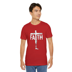 Faith Cross Prosthetic Leg T‑Shirt — Amputee Inspirational Christian Tee