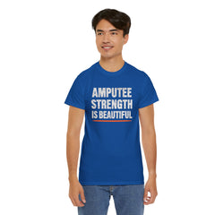 Unisex Heavy Cotton Tee - 'Amputee Strength is Beautiful' Statement Tee