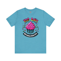 100 DAYS Sprinkled With Fun - Unisex Short Sleeve Tee | Elementary School Holiday, Teacher Apparel, Kids Motivation, Days Checked Off