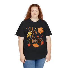 Changes Fall Leaves Graphic - Unisex Heavy Cotton Tee