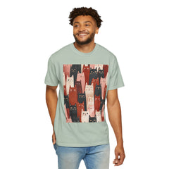 Cute Cat Print Unisex Garment-Dyed T-Shirt - Comfort Colors Soft Perfect for Animal Lovers and Casual Days