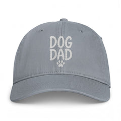 Embroidered Dog Dad Cap — Washed Coastal Baseball Hat with Paw Print