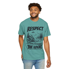 Bigfoot and Alien Outdoor Canoe Adventure - Respect The Locals T-Shirt