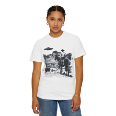 UFO Meets Cowboy Unisex Garment Shirt -Dyed  T Shirt