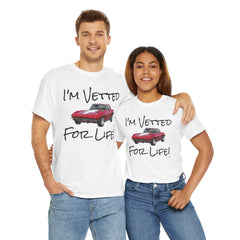 Red Corvette Summer Unisex Tee - I'm Vetted For Life Front and Back Image T Shirt