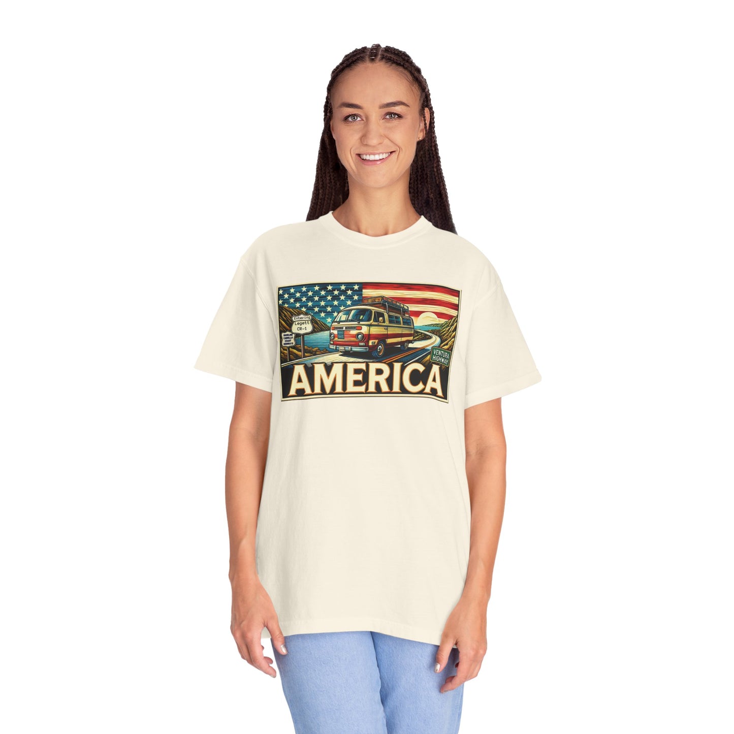 Ventura Highway Driving America Graphic Comfort Colors Unisex Garment Dyed T-shirt