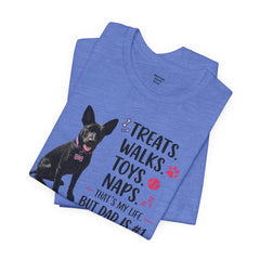Personalized Dog Dad T‑Shirt — "Treats. Walks. Toys. Naps." Father's Day Gift