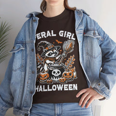 Feral Girl Halloween Raccoon! Graphic Unisex Heavy Cotton Tee