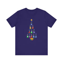 Guitar Lover Christmas Tree - Unisex NuBlend® Tee Shirt / Electric, Acoustic Guitar, Guitarist Gift, Christmas Gift, Gift for him