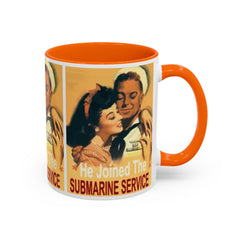 Mug - Vintage He Joined The Submarine Service Unique Tri Panel Image Accent Coffee Mug (11, 15oz)