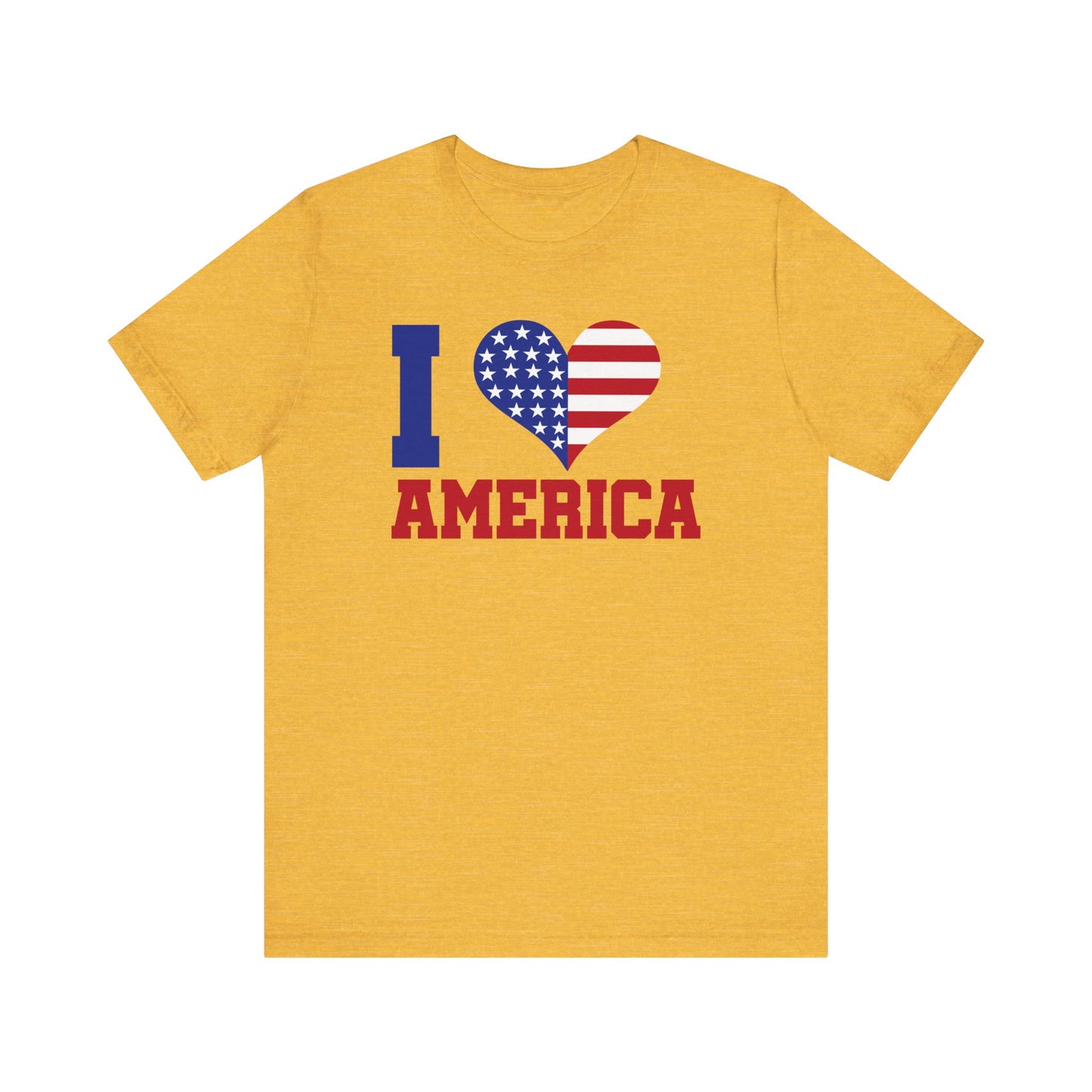 I Love America Heart Graphic, Unisex Jersey Short Sleeve Tee