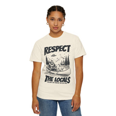 Bigfoot and Alien Outdoor Canoe Adventure - Respect The Locals T-Shirt