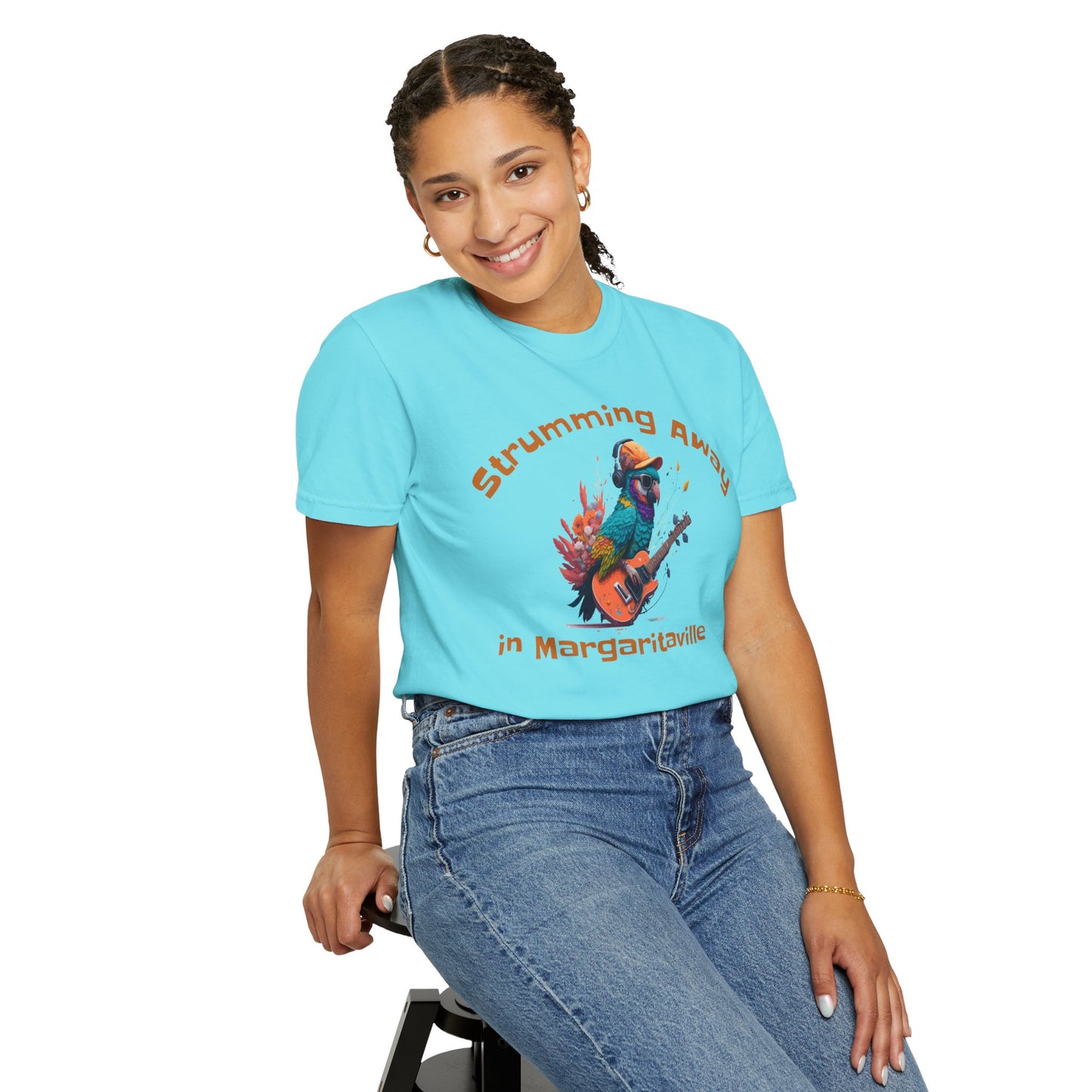 Parrot Strummin Away In Margaritaville - Unisex Garment-Dyed T-shirt