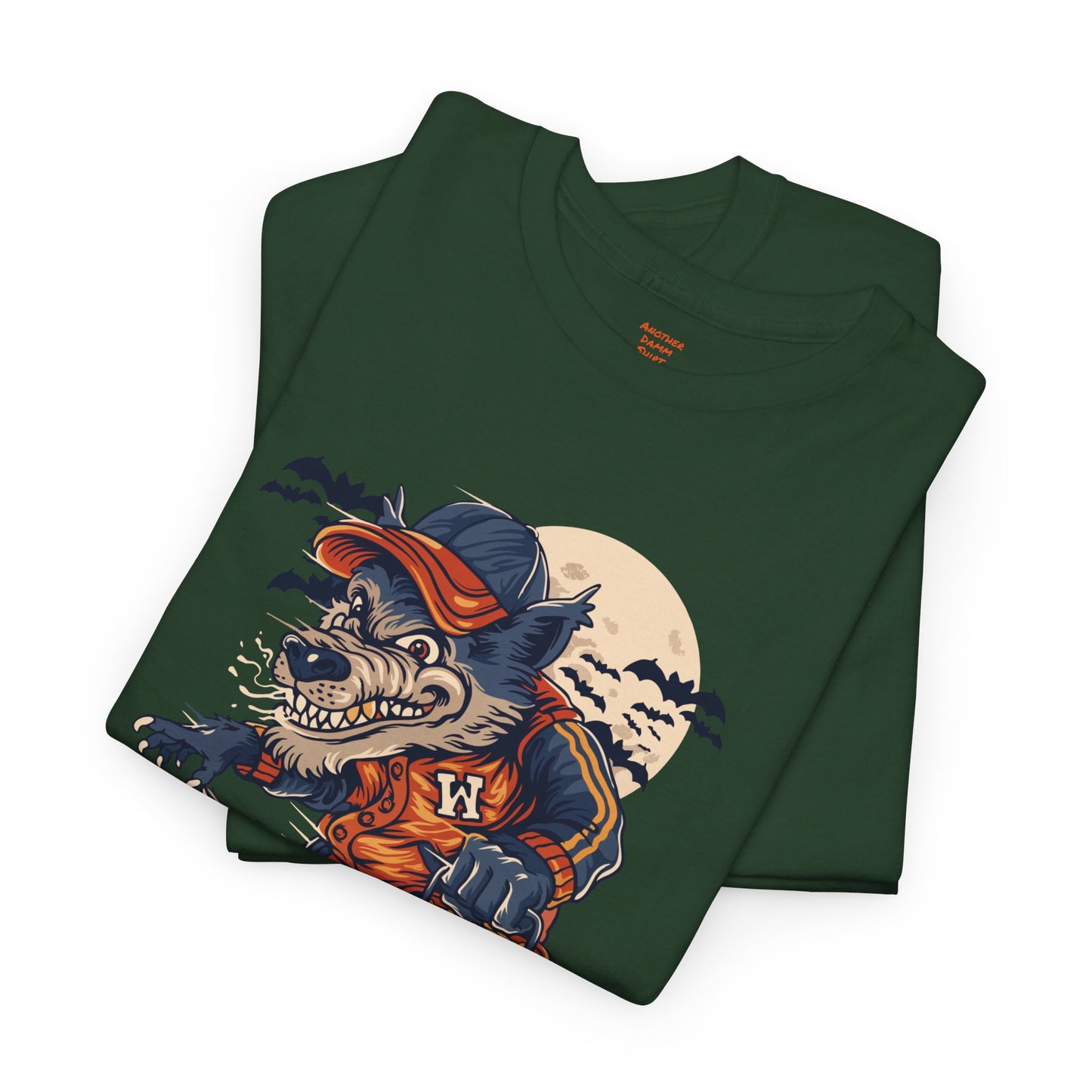 Trick or Treat Skateboarding Wolf! Graphic Unisex Heavy Cotton Tee