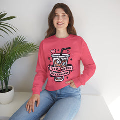 Woman's Ice Coffee Is My Love Language Valentine - Unisex Heavy Blend™ Crewneck Sweatshirt