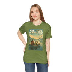 Relaxing Fishing Tee - Cast Your Worries Away, Unisex Casual Shirt, Perfect Gift for Dad, Outdoor Lovers, Fishing Trips, Summer Vibes