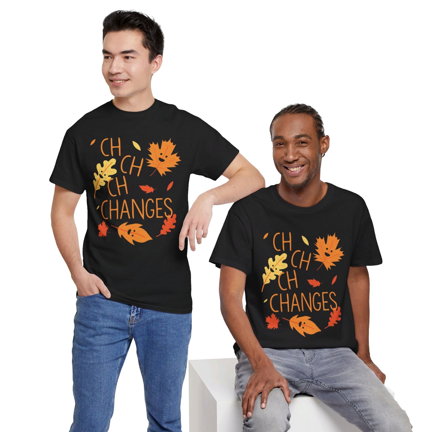 Changes Fall Leaves Graphic - Unisex Heavy Cotton Tee