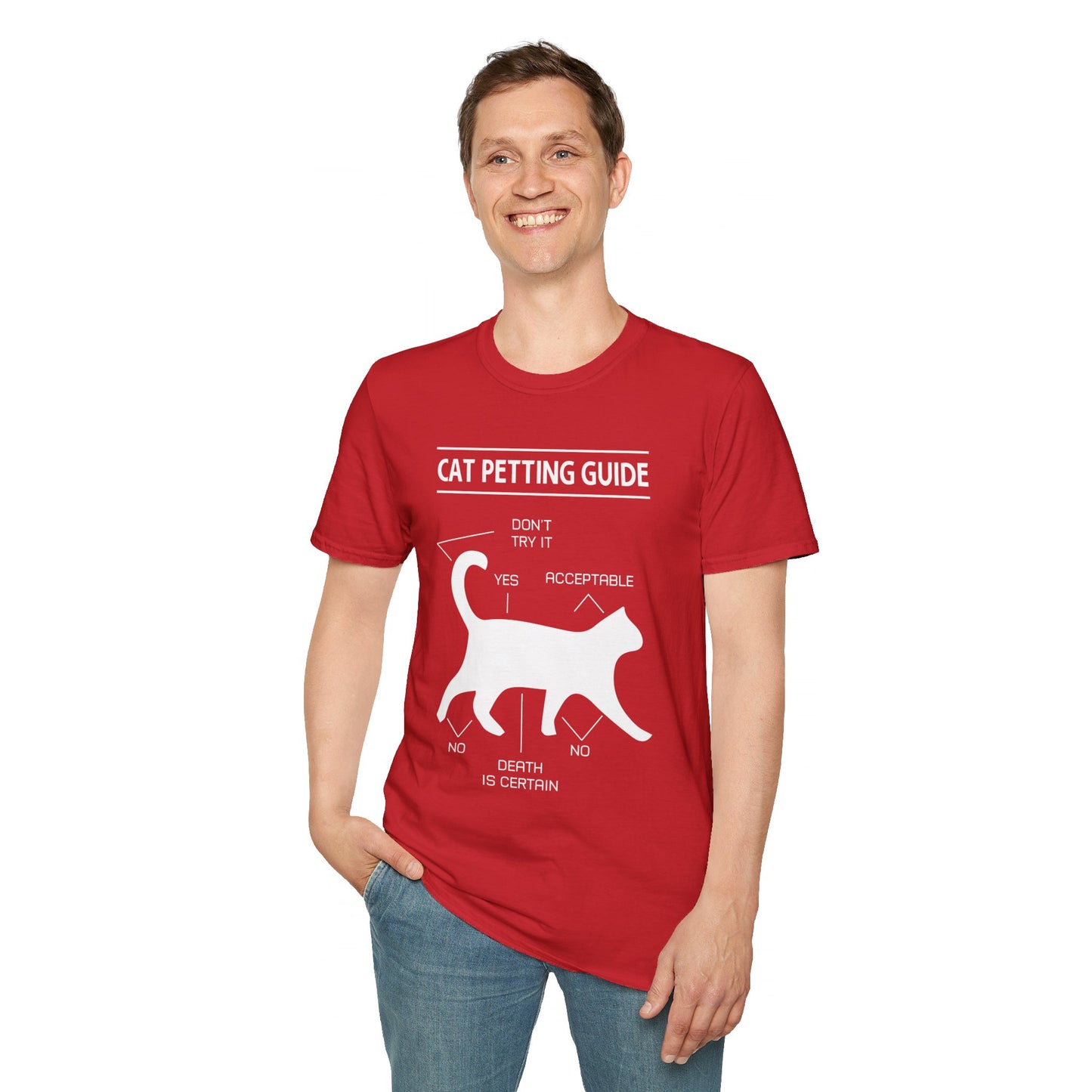 Cat Petting Guide Quote, Unisex Softstyle Graphic T-Shirt