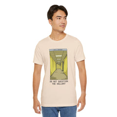 Do Not Question The Hallway T-Shirt — Retro Yellow Corridor Graphic Tee