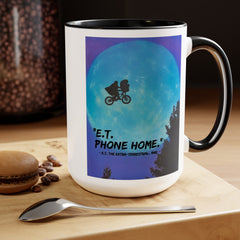 ET Phone Home Mug: 15oz Two-Tone, Retro Movie, Pop Culture Gift