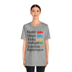 Autism - Always Unique Totally Intelligent Sometimes Mysterious Unisex Softstyle T-Shirt
