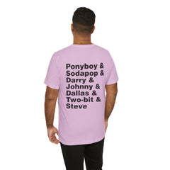 The Outsiders Shirt, Front and Back Images, Greasers Characters Shirt, Unisex Jersey Short Sleeve Tee