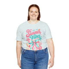 Summer Vibes Tee — Pastel Seashell Bow Beach T-Shirt