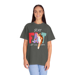 Stay Fat Lazy and Happy Cat - Graphic Unisex Garment-Dyed T-shirt