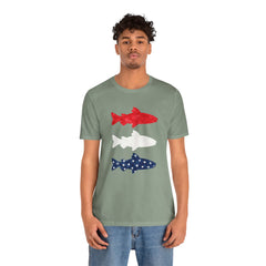 Patriotic Trout T-Shirt — Red White & Blue Fish Tee