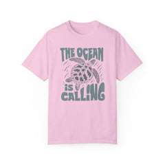 Sea Turtle, The Ocean Is Calling -  Graphic Unisex Garment-Dyed T-shirt