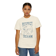 Dolphin, Respect The Ocean -  Graphic Unisex Garment-Dyed T-shirt