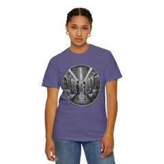 Don;t Stop Believing Subway Reflection T-Shirt — Vintage Black & White Urban Photo Tee