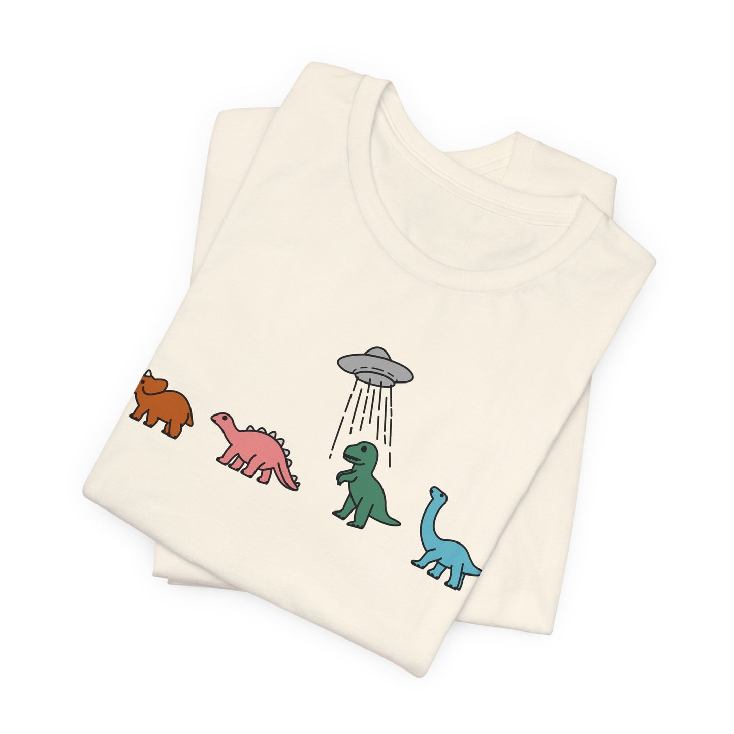 UFO and Dinosaurs Retro Unisex Jersey Short Sleeve Tee