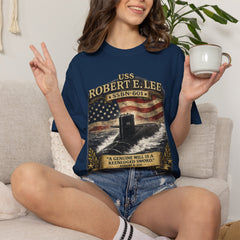 USS Robert E Lee SSBN 601 Submarine T-Shirt with a quote from its namesake