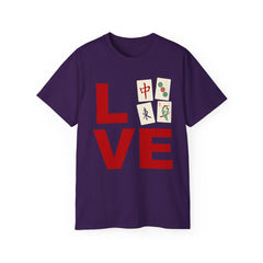 LOVE Mahjong with tile images Unisex Ultra Cotton Tee / See our matching coffee mugs