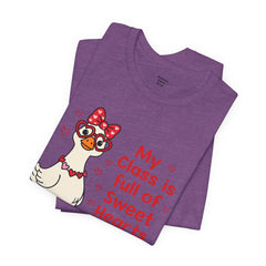 Teacher Valentine T-Shirt — "My Class Is Full of Sweet Hearts" Cute Duck Design