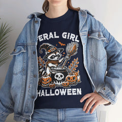 Feral Girl Halloween Raccoon! Graphic Unisex Heavy Cotton Tee