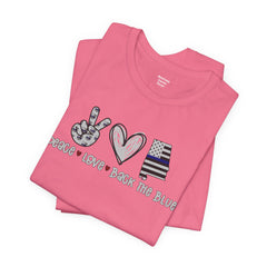 Peace Love Back The Blue in Alabama, Graphic Unisex Short Sleeve Tee