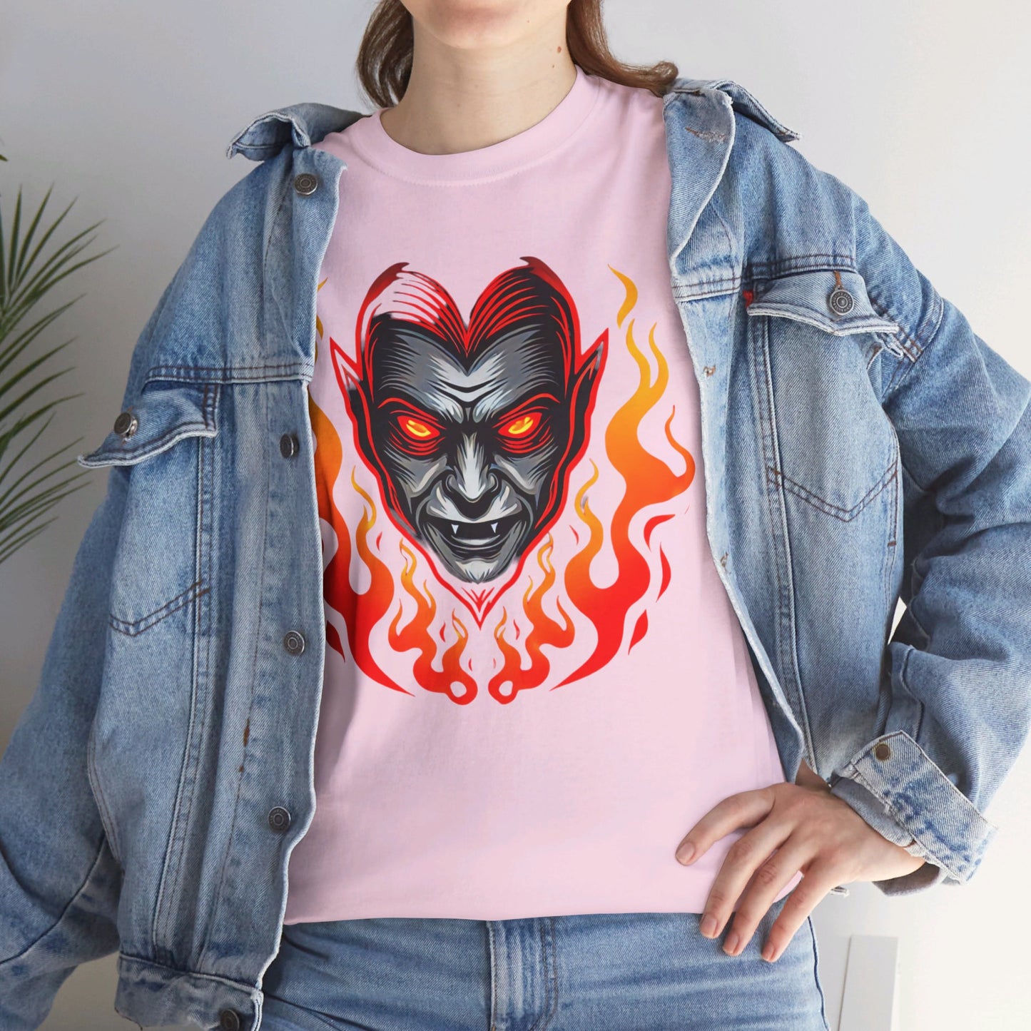 Flaming Fire Vampire - Graphic Unisex Heavy Cotton Tee