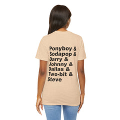 The Outsiders Shirt, Front and Back Images, Greasers Characters Shirt, Unisex Jersey Short Sleeve Tee