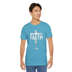 Faith Cross Prosthetic Leg T‑Shirt — Amputee Inspirational Christian Tee