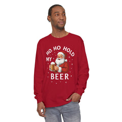 Festive Santa Claus Long Sleeve T-Shirt - "Ho Ho Hold My Beer"