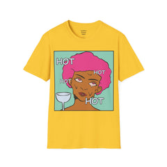 HOT Pink Cotton Candy Haired Pop Art Lady Unisex Softstyle T-Shirt