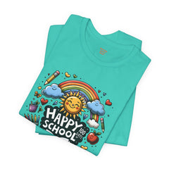 HAPPY 100 DAYS of SCHOOL - Unisex Short Sleeve Tee | Elementary School Holiday, Teacher Apparel, Kids Motivation, Days Checked Off, 100 Days