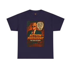 80s Action Movie Parody President Trump Tee - Unisex Heavy Cotton T-Shirt,
