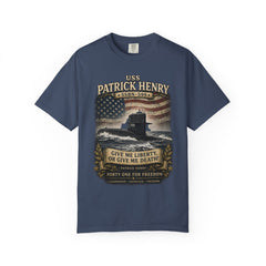 USS Patrick Henry SSBN 599 Submarine T-Shirt with a namesake quote